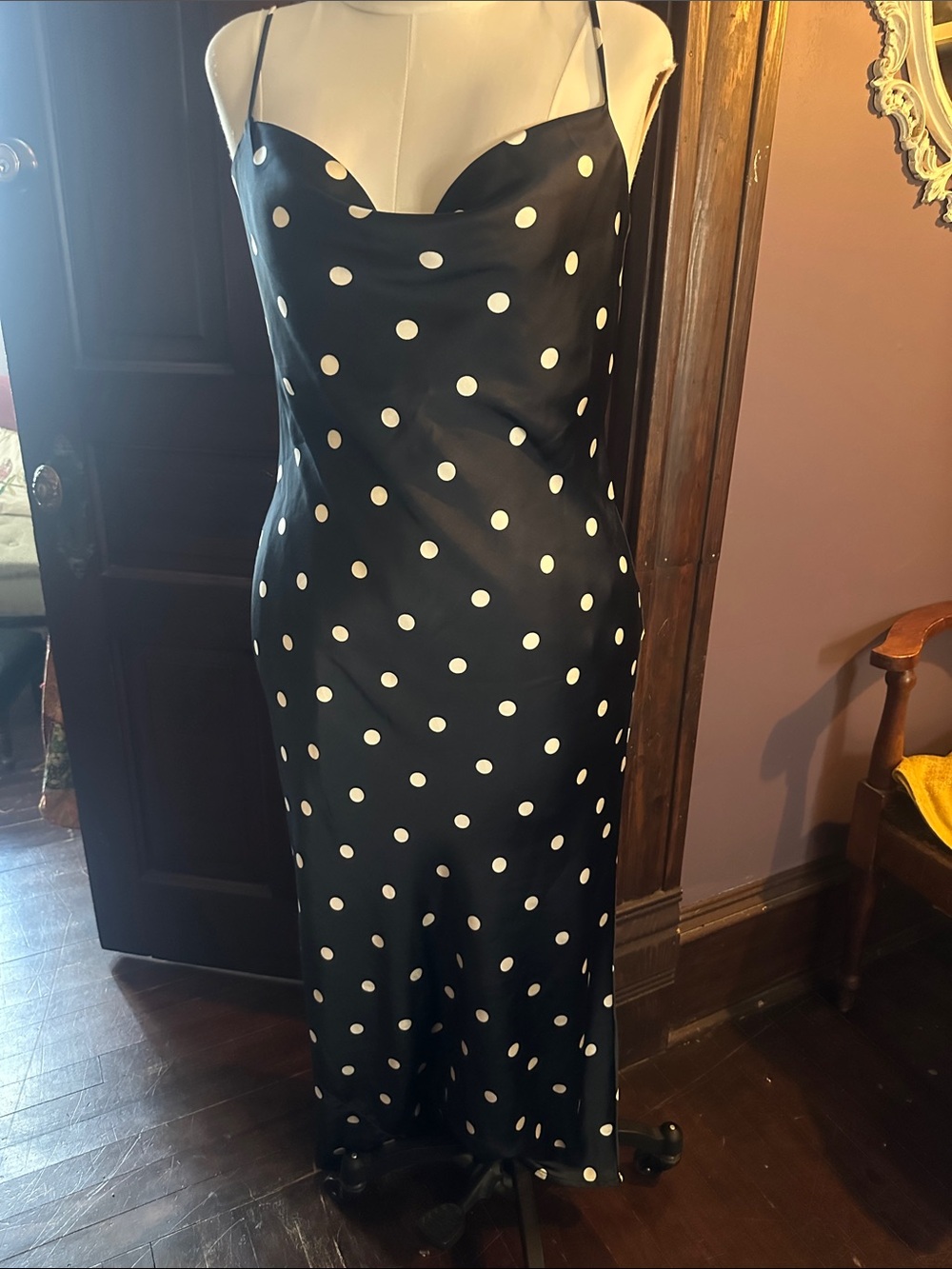 Old Navy Maxi Slip Dress with White Polka Dots